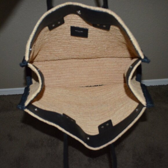 NEW NWOT $2650 Saint Laurent Rive Gauche Raffia Leather Tote Bag - Picture 8 of 11